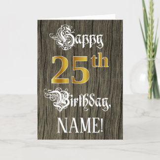Carte 25e anniversaire : Faux Gold Look + Faux Wood Moti