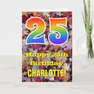 Carte 25e anniversaire; feuilles d'automne rustiques; ar