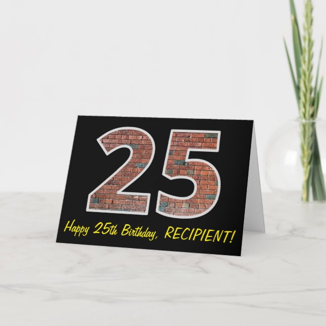 Carte 25e anniversaire - Motif de mur de briques "25" av (Devant)