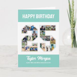 Carte 25e anniversaire Numéro 25 Collage photo