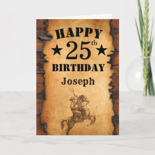 Carte 25e anniversaire Pays rustique Western Cowboy Hors