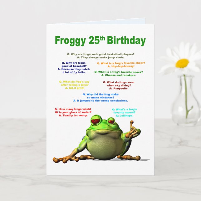 Carte 25e anniversaire, Plaisanteries de grenouilles (Petite plante)