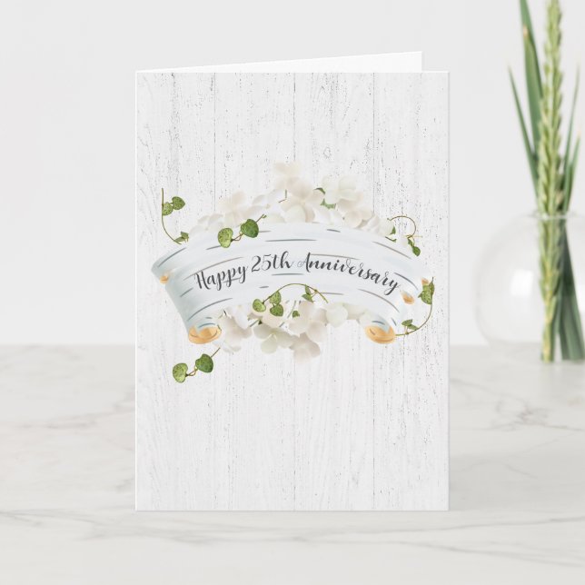 Carte 25e Anniversaire Sur Birch Scroll With Ivy (Devant)