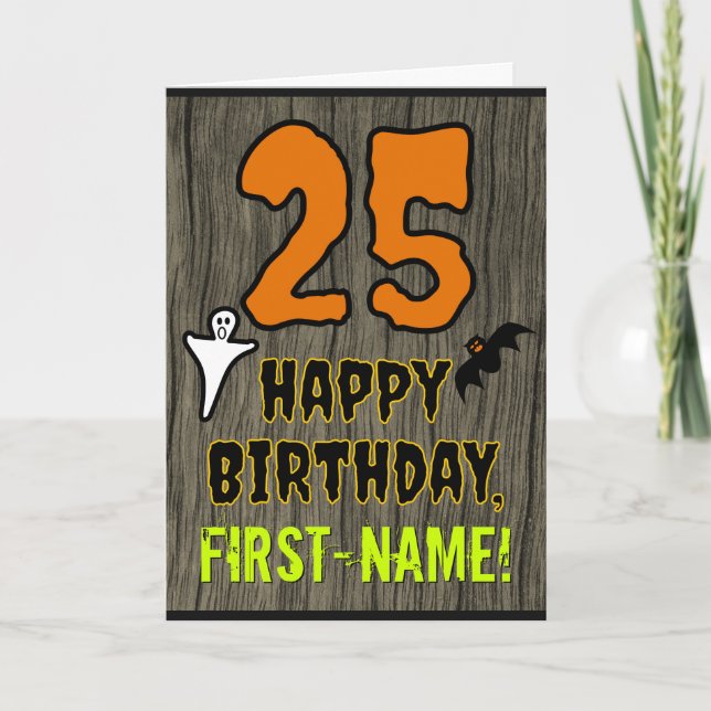 Carte 25e anniversaire : Thème d'Halloween Éffrayant, No (Devant)