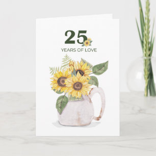 Carte 25e Anniversaire Tournesols Années d'Amour