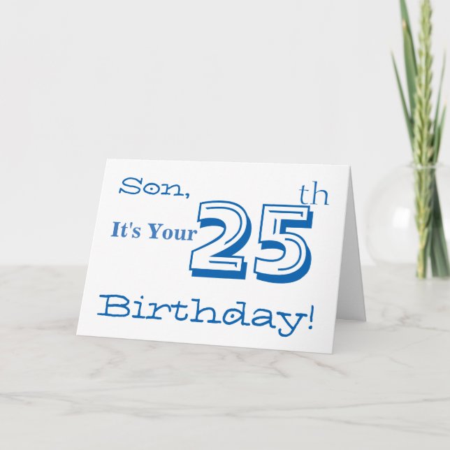 Carte 25ème salutation de l'anniversaire du fils dans (Devant)