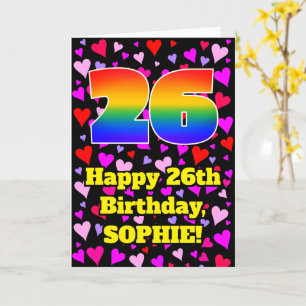 Carte 26e anniversaire : Amour Hearts Motif, Arc-en-ciel