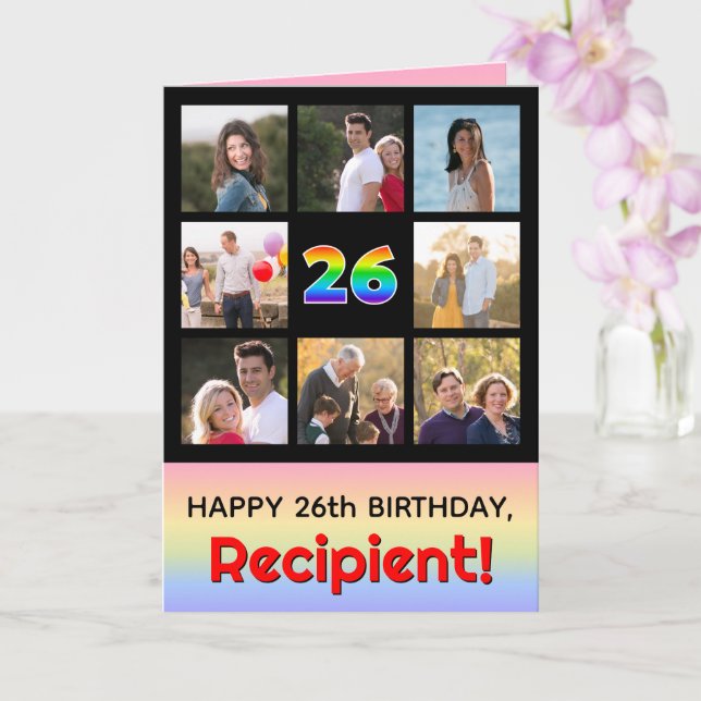Carte 26e anniversaire : Arc en ciel amusant #, photos p (Orchidée)