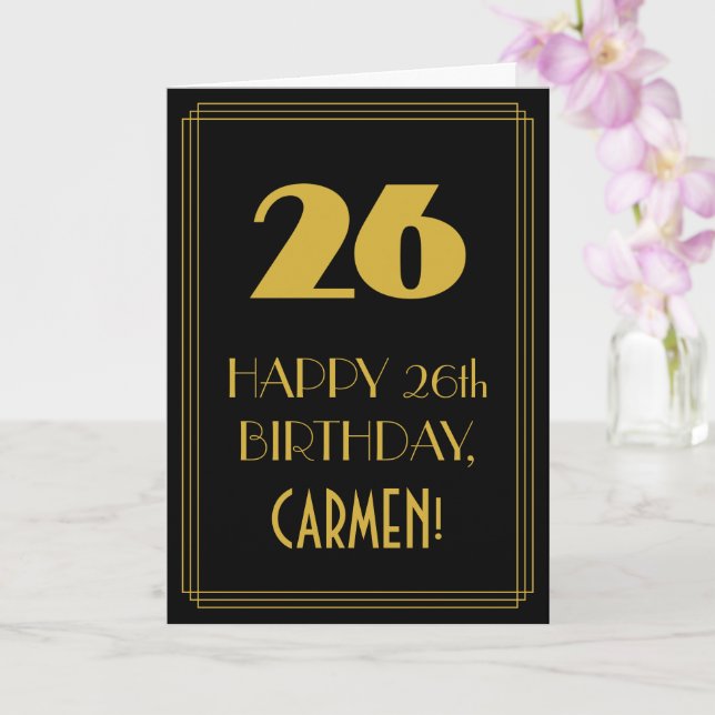 Carte 26e anniversaire - Art Déco Inspiré Look "26" & No (Orchidée)