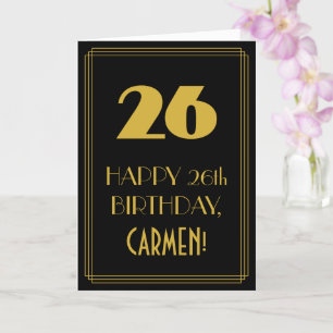 Carte 26e anniversaire - Art Déco Inspiré Look "26" & No