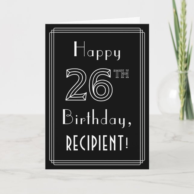 Carte 26e anniversaire : Art Déco Style # 26 & Nom perso (Devant)