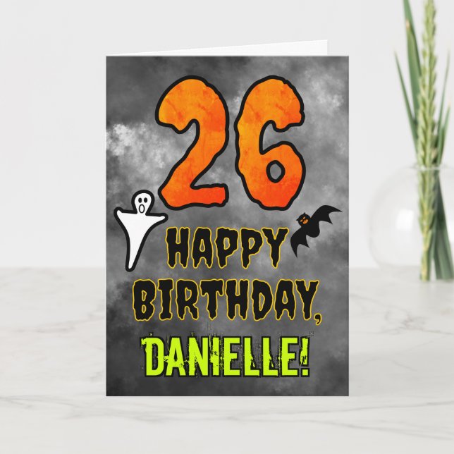 Carte 26e anniversaire : Eerie Halloween Thème + Nom per (Devant)
