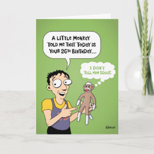 Carte 26e anniversaire Funny Monkey