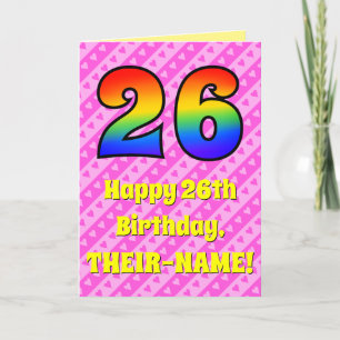 Carte 26e anniversaire : Pink Stripes & Hearts, Arc-en-c