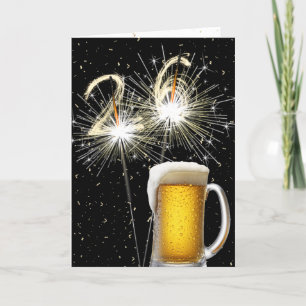 Carte 26e anniversaire Sparklers avec Beer Mug