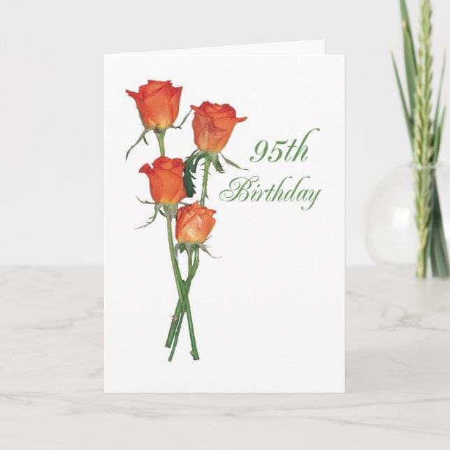Carte 2723 Joyeux 95e anniversaire Rose orange (Devant)