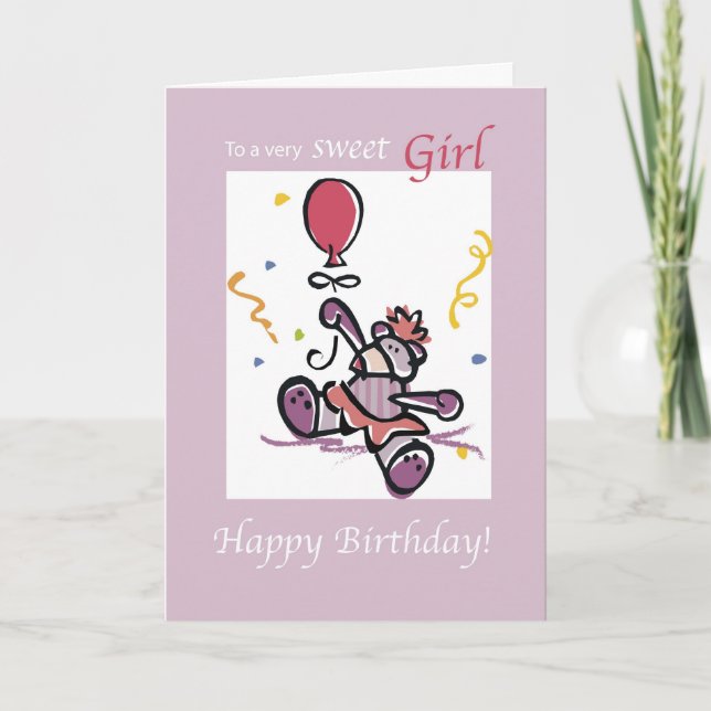 Carte 2779 Bear Pink Balloon Anniversaire (Devant)