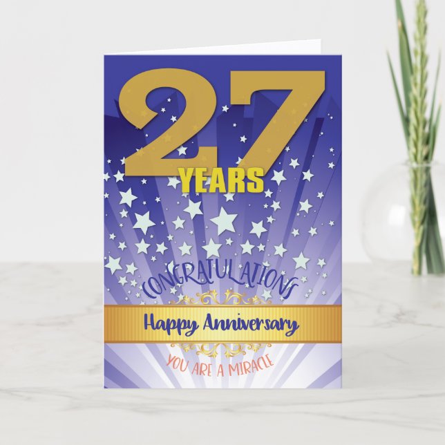 Carte 27 Anniversaire de Récupération Chiffre Gras (Devant)