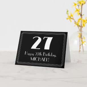 Carte 27e anniversaire ~ Art Déco Inspiré Look "27", Nom