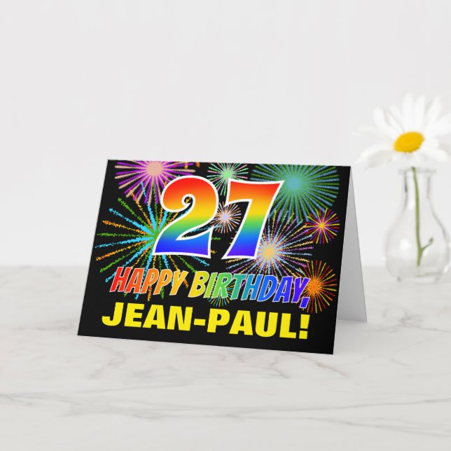 Carte 27e anniversaire : Audacieux, Amusant, Feu d'artif (Petite plante)