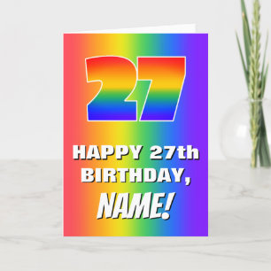 Carte 27e anniversaire : coloré, amusant Motif arc-en-ci