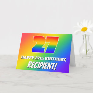 Carte 27e anniversaire : Motif Rainbow multicolore # 27