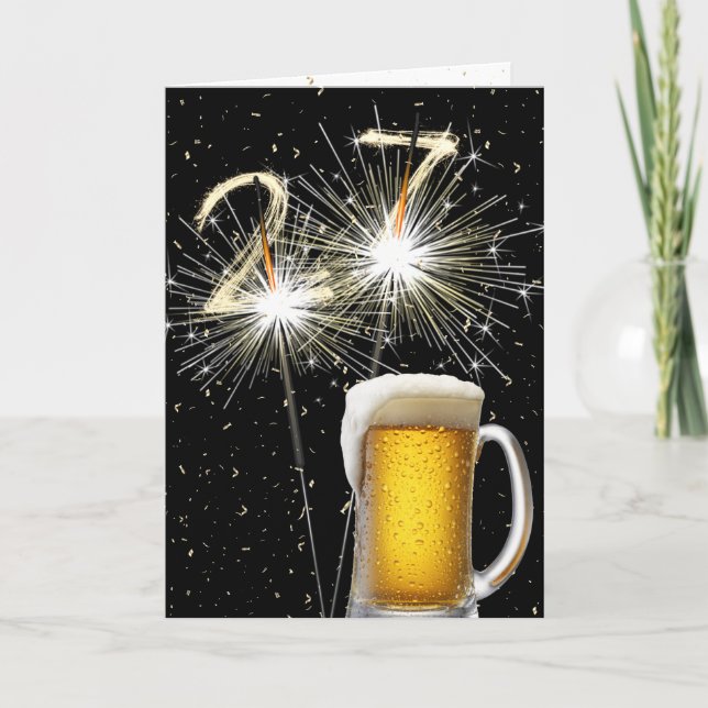 Carte 27e anniversaire Sparklers avec Beer Mug (Devant)