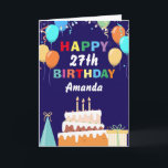 Carte 27e Joyeux anniversaire<br><div class="desc">27e anniversaire du Colorful Balloons Cake Navy Blue with personalized. For further customization,  please click the "Customize it" button and use our design tool to modify this template.</div>