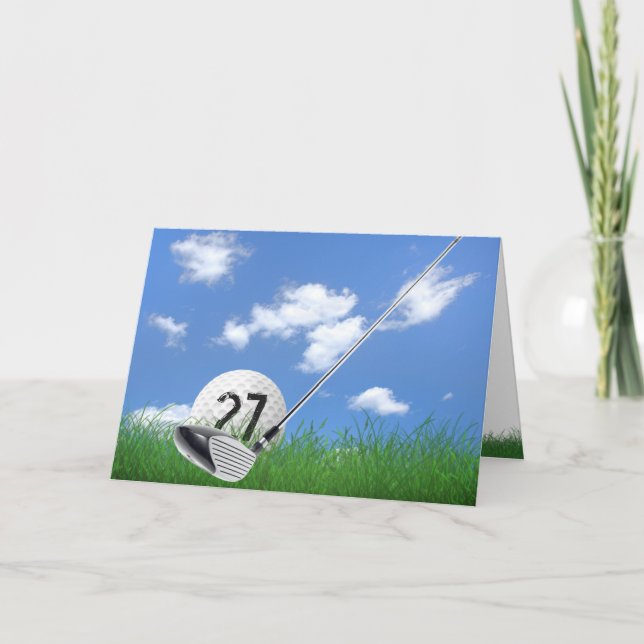 Carte 27th Birthday Golf Ball and Putter (Devant)