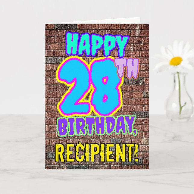 Carte 28e anniversaire - Amusant, Graffiti urbain inspir (Petite plante)