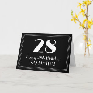 Carte 28e Anniversaire ~ Apparence Inspirée d'Art Déco "