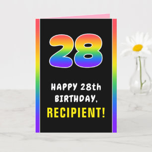 Carte 28e anniversaire : Arc-en-ciel coloré # 28, Nom pe