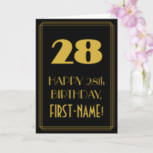 Carte 28e anniversaire - Art Déco Inspiré Look "28" & No