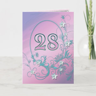 Carte 28e anniversaire avec étoiles en diamant