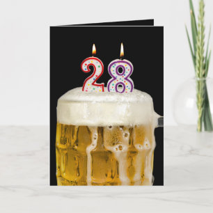 Carte 28e anniversaire Bière en noir