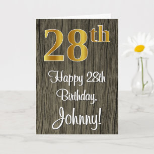 Carte 28e anniversaire : Elégant look d'or Faux #, Faux 