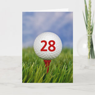 Carte 28e anniversaire Golf Ball on Red Tee