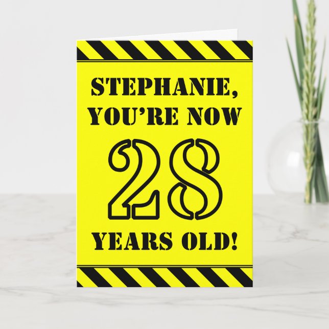 Carte 28e anniversaire : Jeu de style graphique, Nom per (Devant)