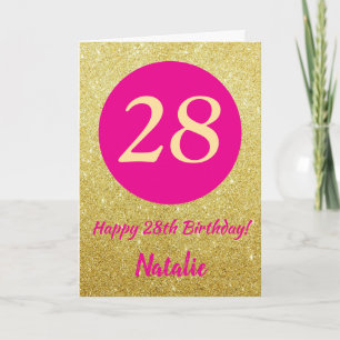 Carte 28e anniversaire Joyeux Anniversaire rose chaud et