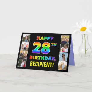 Carte 28e anniversaire : Rainbow Text, Custom Photos & N