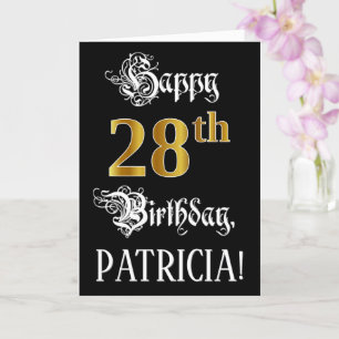 Carte 28e anniversaire — Script fantaisie; look or Faux;