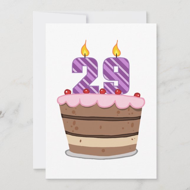 Carte 29 ans sur le gâteau d'anniversaire (Devant)