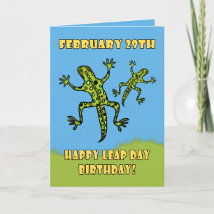 Carte 29 février, Leap Day Birthday Card, Lizards