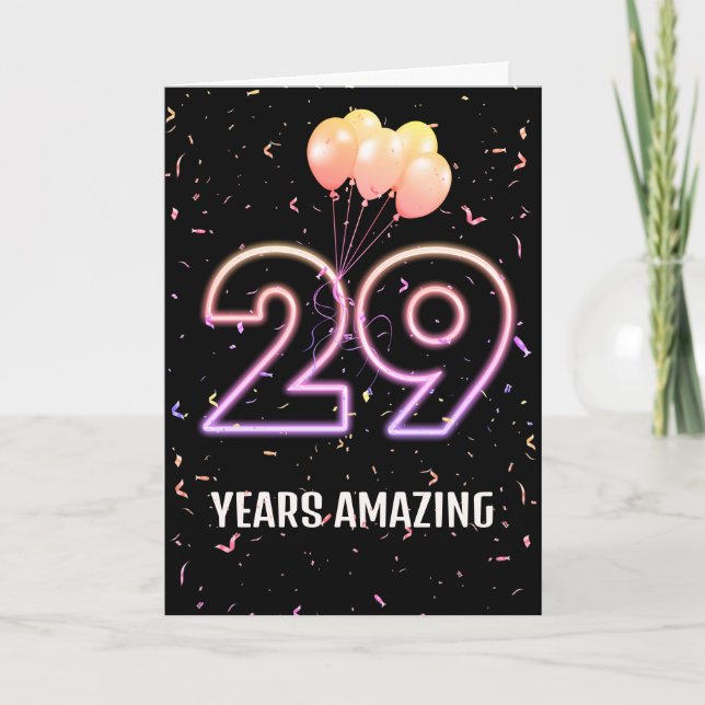 Carte 29e anniversaire Ballons et Confetti (Devant)