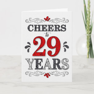 Carte 29e anniversaire Cheers en Motif noir blanc rouge