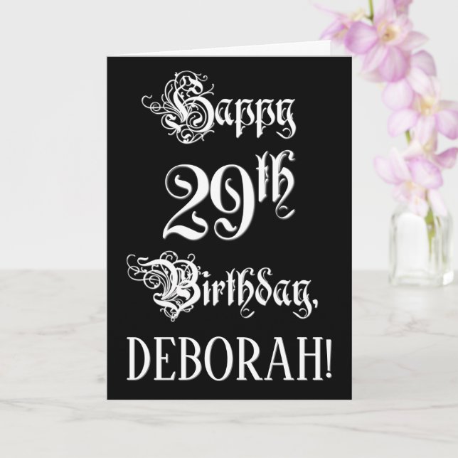 Carte 29e anniversaire : fantaisie, élégant script + Nom (Orchidée)