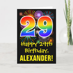 Carte 29e anniversaire : Fun Fireworks Motif + Rainbow 2