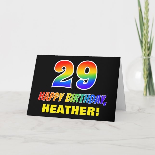 Carte 29e Anniversaire: Gras, Amusant, Simple, Arc-en-ci (Devant)