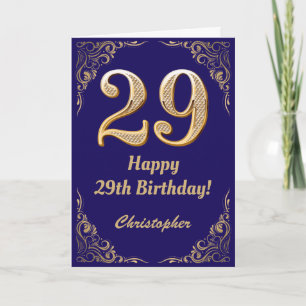 Carte 29e anniversaire Marine Parties scintillant bleu e