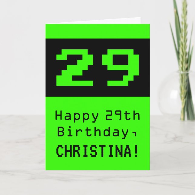 Carte 29e anniversaire : Nerdy / Geeky Style "29" et Nom (Devant)